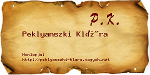 Peklyanszki Klára névjegykártya